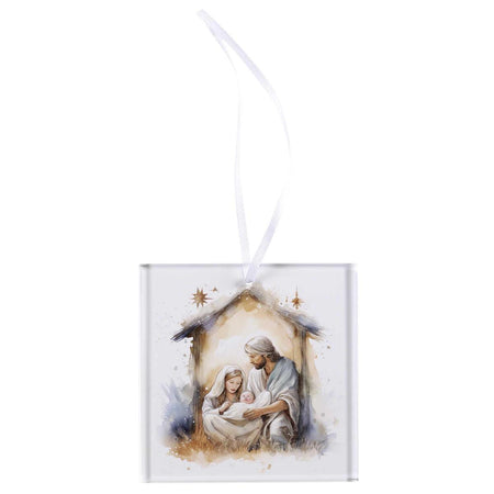 Decorative Holiday Hanging Christmas Tree Ornament 3 Inch Glass Holy Family by Dicksons