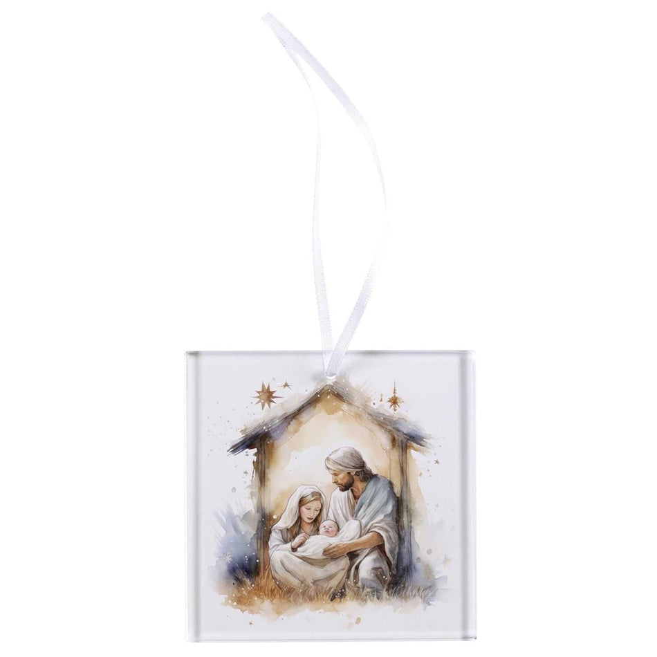 Decorative Holiday Hanging Christmas Tree Ornament 3 Inch Glass Holy Family by Dicksons