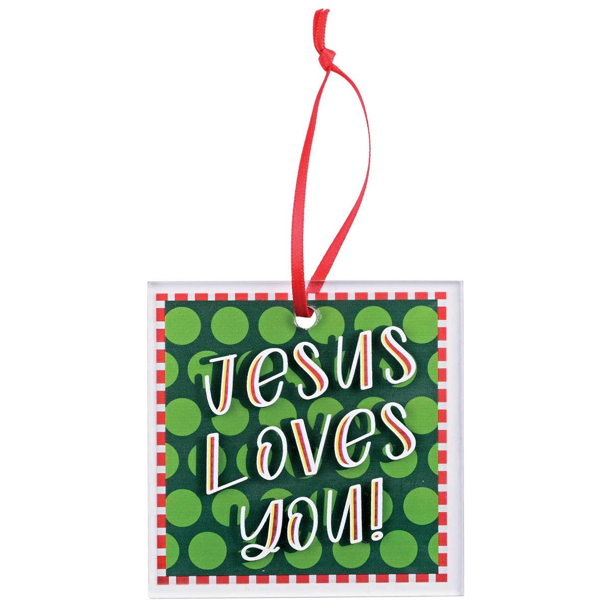 Ornament Green Polka Dot Jesus Loves You by Dicksons