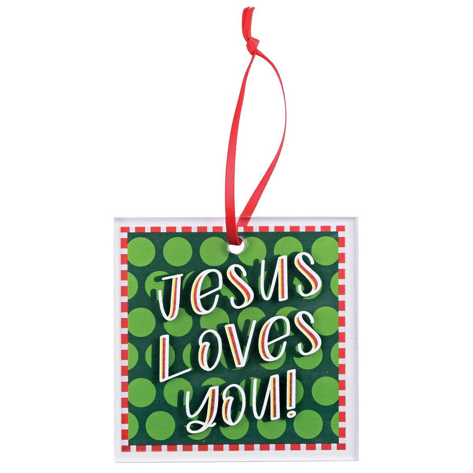 Ornament Green Polka Dot Jesus Loves You by Dicksons