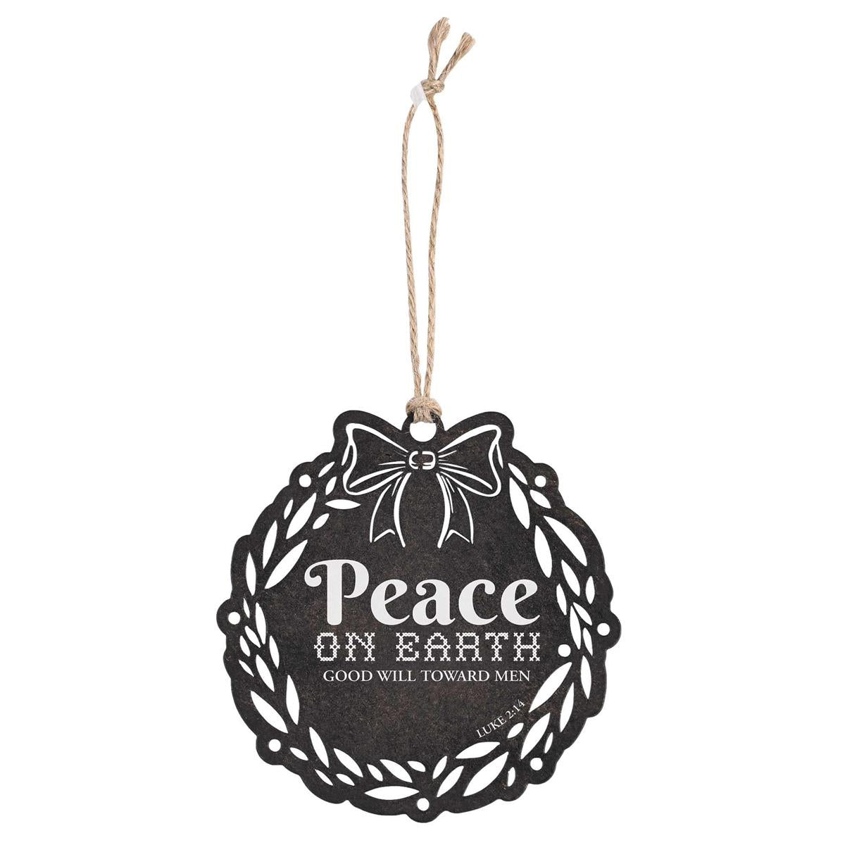 Decorative Holiday Hanging Christmas Tree Ornament 4 Inch Metal Peace on Earth by Dicksons