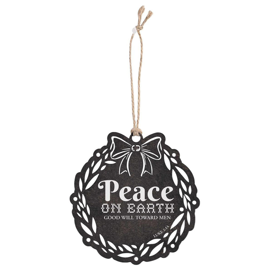 Decorative Holiday Hanging Christmas Tree Ornament 4 Inch Metal Peace on Earth by Dicksons