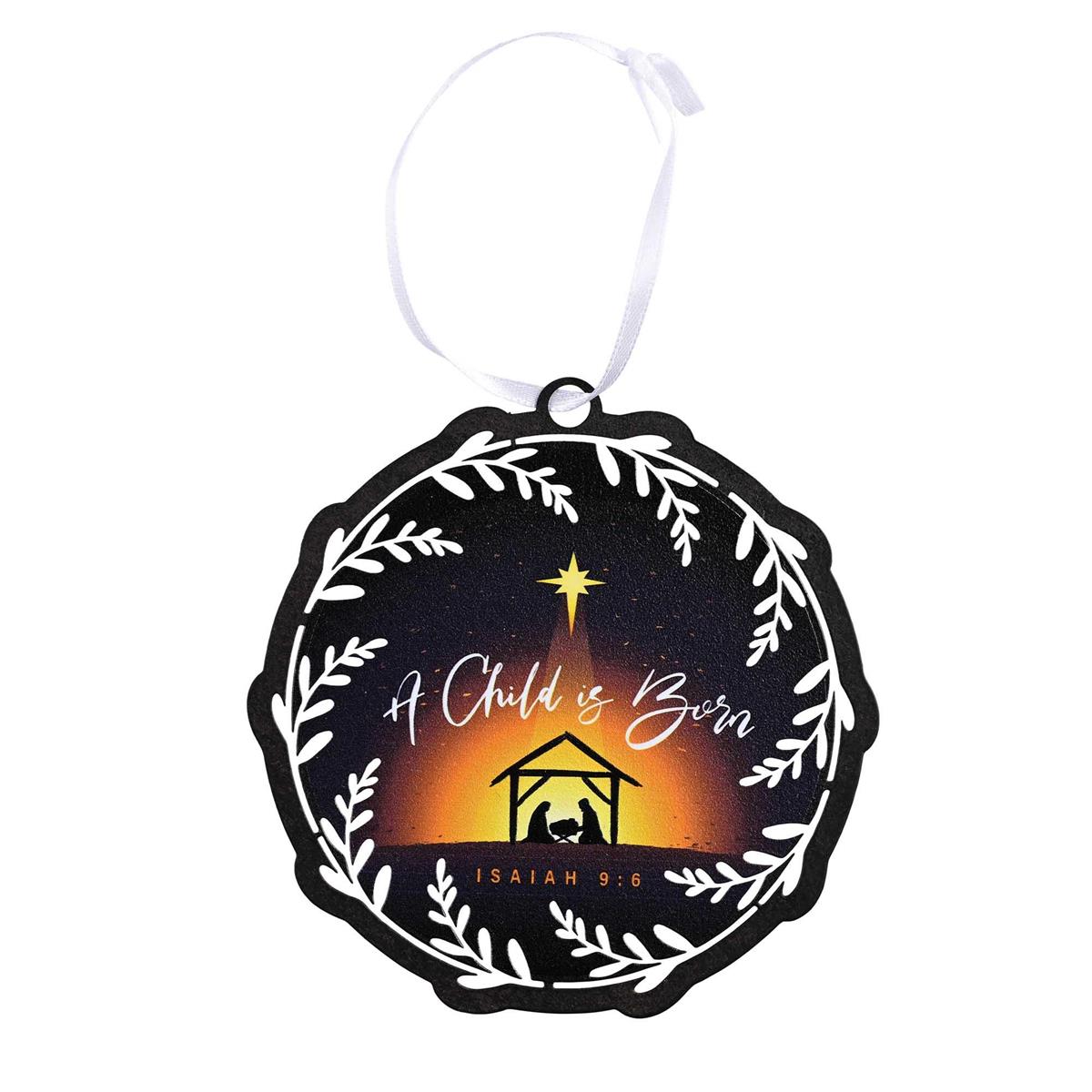 Ornament A Child Is Born Wreath Bow 4" by Dicksons