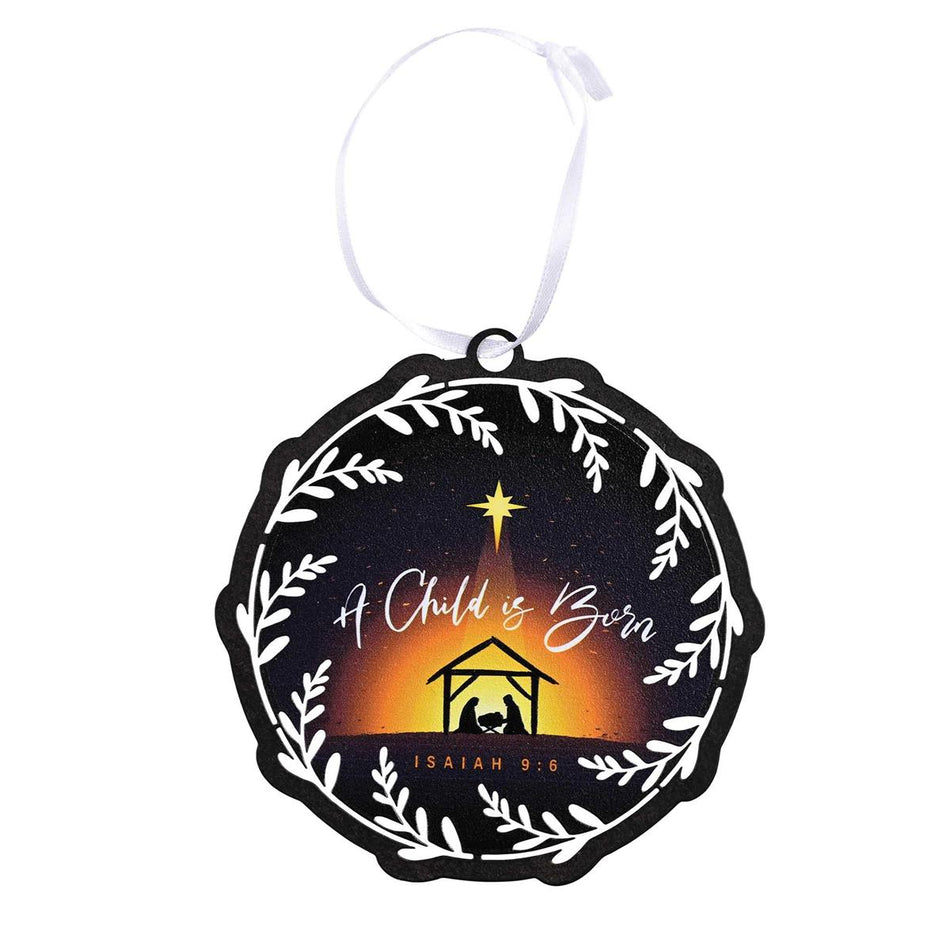 Ornament A Child Is Born Wreath Bow 4" by Dicksons