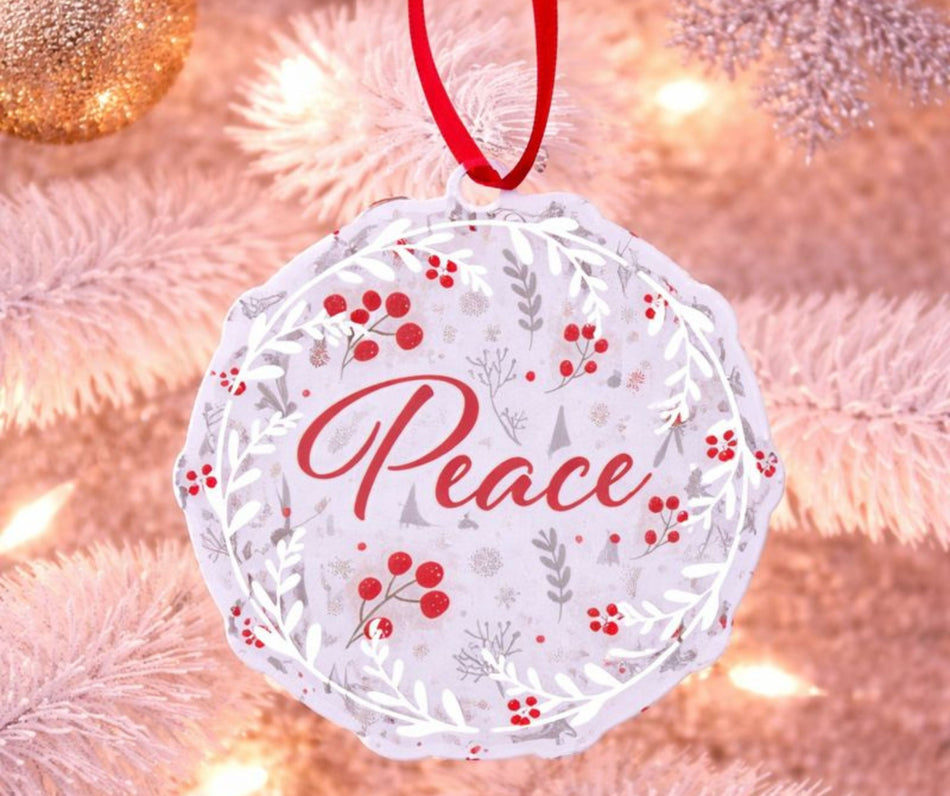 Ornament Peace Wreath Leaves 4" by Dicksons, product view 2