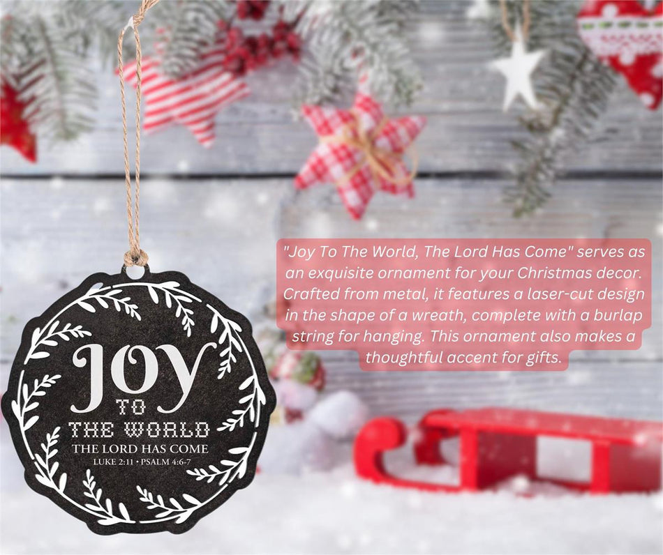 Decorative Holiday Hanging Christmas Tree Ornament 4 Inch Metal Joy by Dicksons, product view 2