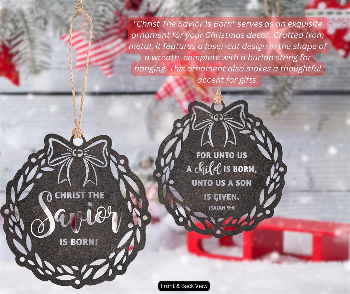 Decorative Holiday Hanging Christmas Tree Ornament 4 Inch Metal Christ Savior by Dicksons, product view 3