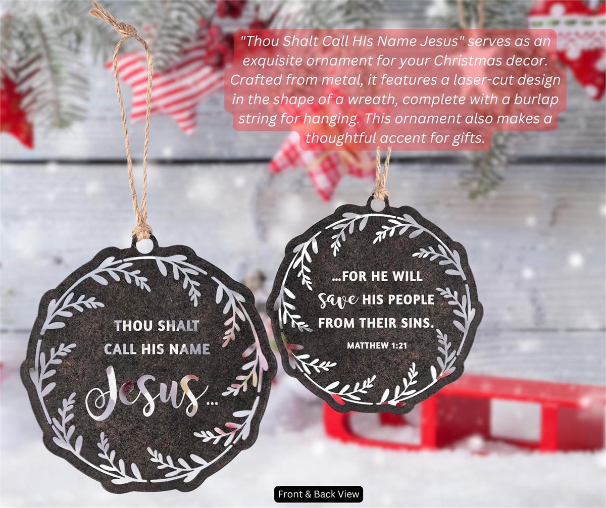 Decorative Holiday Hanging Christmas Tree Ornament 4 Inch Metal Thou Shalt Call by Dicksons, product view 3