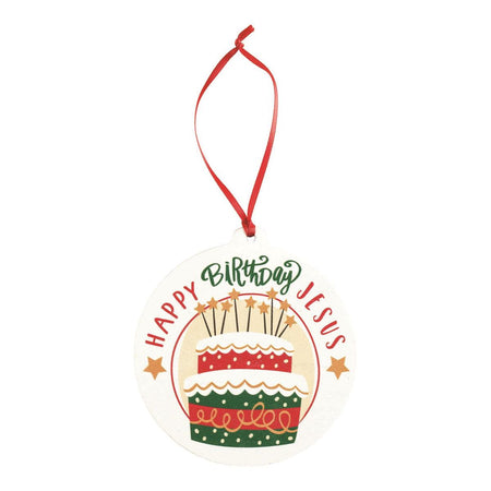 Happy Birthday Cake Santa Fe Red 4.25 x 4 MDF Decorative Hanging Ornament by Dicksons