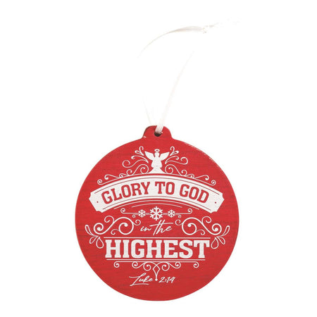 Glory To God Festive Red Ball 4.25 x 4 MDF Decorative Hanging Ornament by Dicksons