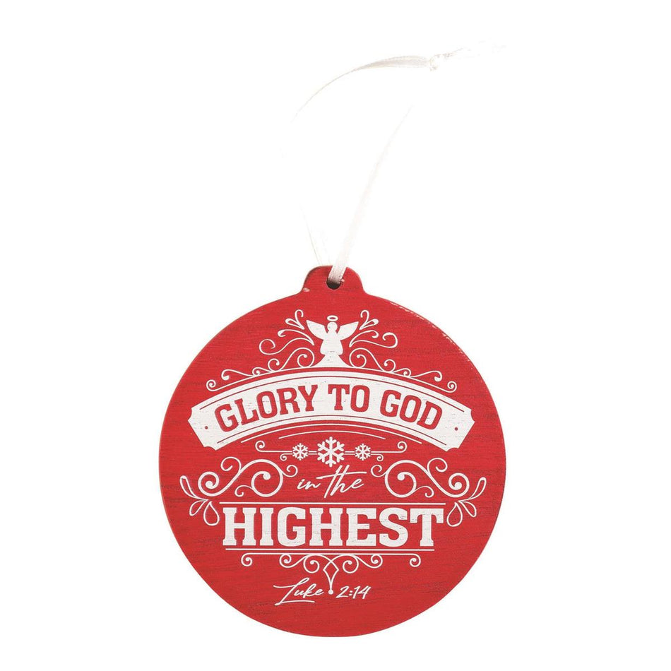 Glory To God Festive Red Ball 4.25 x 4 MDF Decorative Hanging Ornament by Dicksons