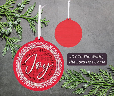 Decorative Holiday Hanging Christmas Tree Ornament 4 x 4.25 Inch MDF Joy by Dicksons, product view 3