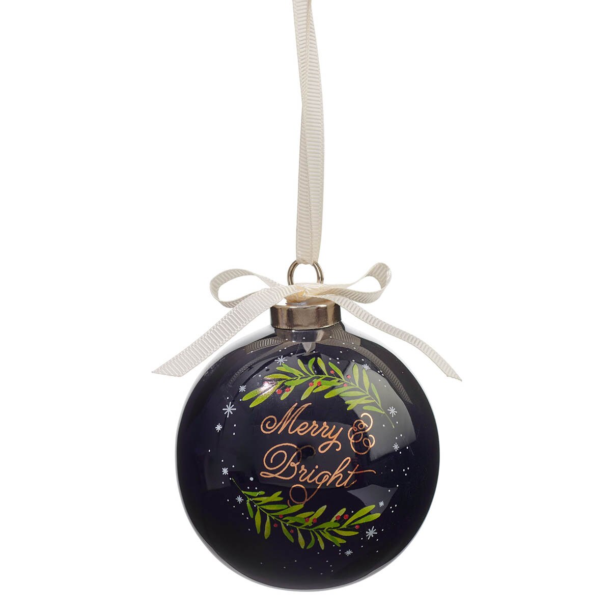 The Merry and Bright Blue Ceramic Christmas Ornament by Christian Art Gifts