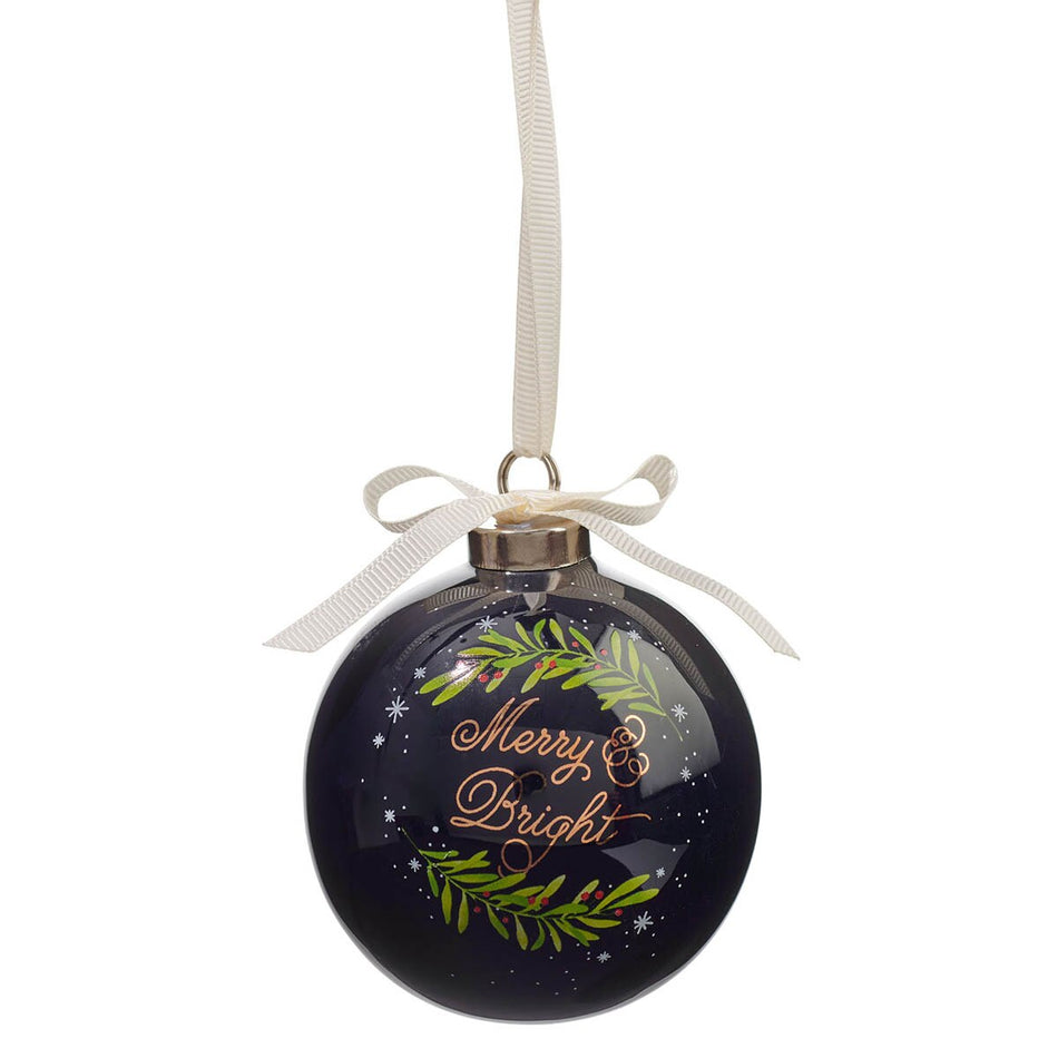 The Merry and Bright Blue Ceramic Christmas Ornament by Christian Art Gifts