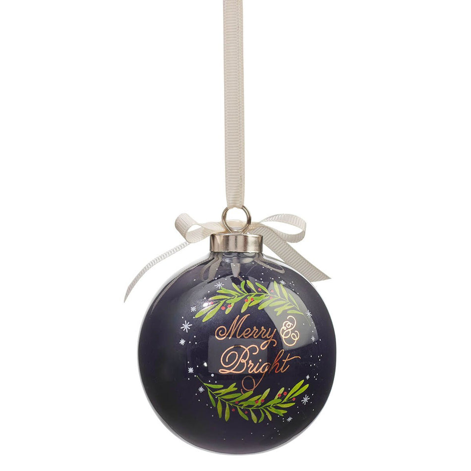 The Merry and Bright Blue Ceramic Christmas Ornament by Christian Art Gifts, product view 2