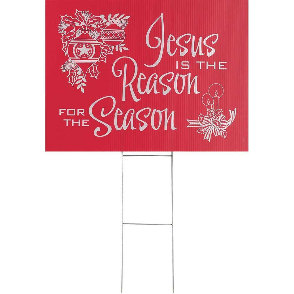 Jesus is The Reason for The Season Cranberry 24 x 18 Coroplast Christmas Yard by Dicksons
