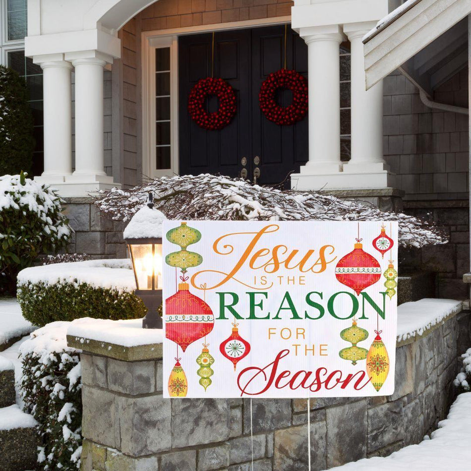 Yard Sign Jesus Is The Reason With Stake by Dicksons, product view 2