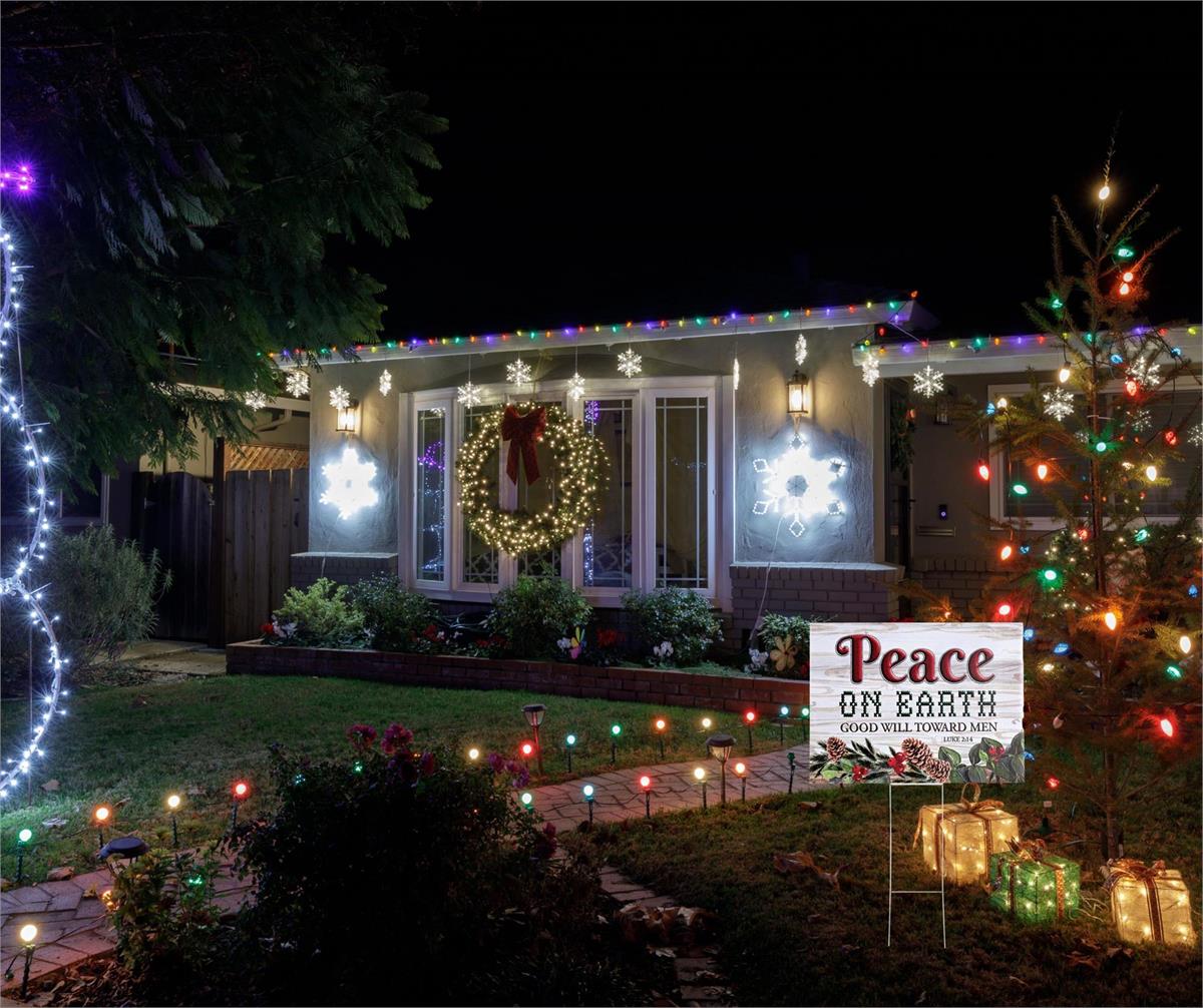 Outdoor Christmas Yard Sign With Stake 18 x 24 Inch Coroplast Peace on Earth by Dicksons, product view 2
