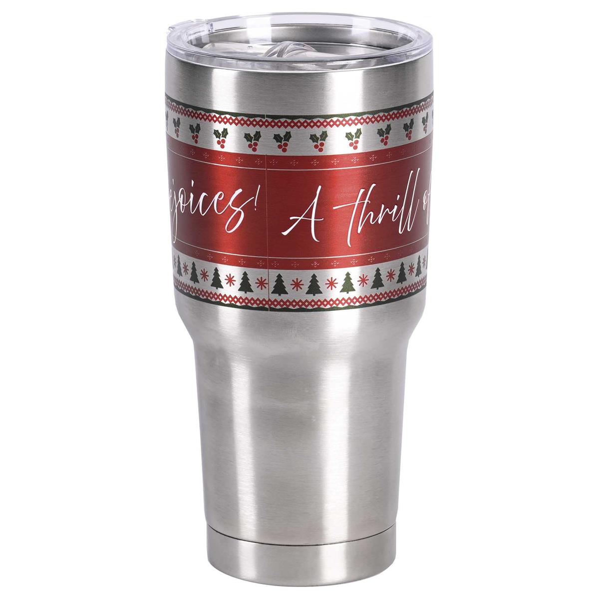 Festive Christmas Travel Tumbler Cup 30 Ounce Stainless Steel Thrill of Hope by Dicksons, product view 3