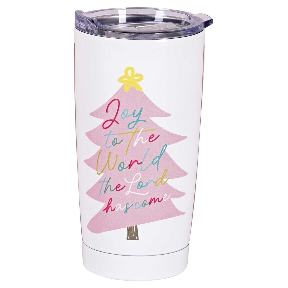 Christmas Tumbler Pink Plaid Joy Tree by Dicksons