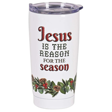 Festive Christmas Travel Tumbler Cup 20 Ounce Stainless Steel Jesus Reason by Dicksons