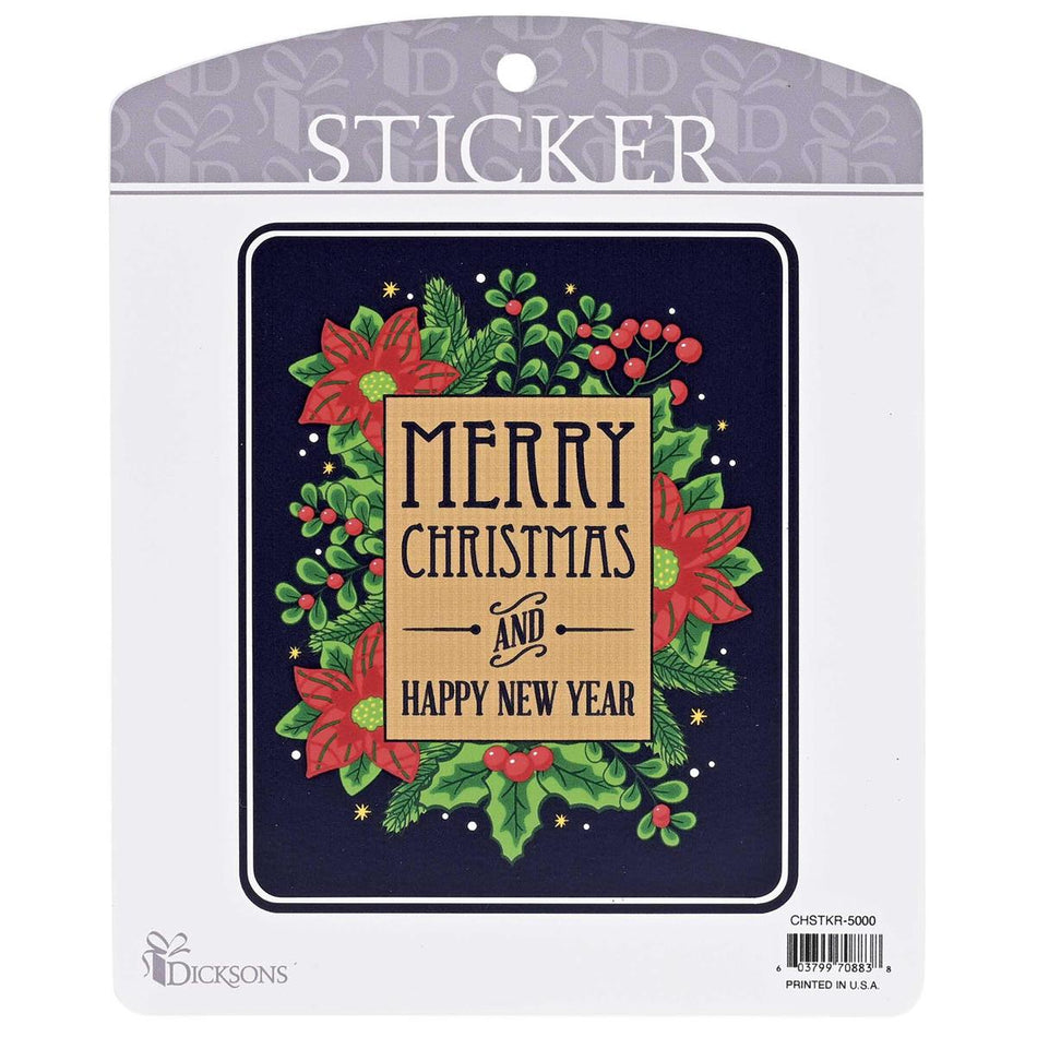 Adhesive Christmas Sticker Decals Vinyl Merry Christmas Happy New Year Pack of 6 by Dicksons