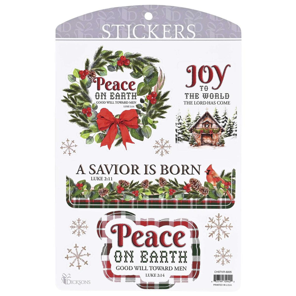 Adhesive Christmas Sticker Decals Vinyl Peace on Earth Wreath Collection Pack by Dicksons