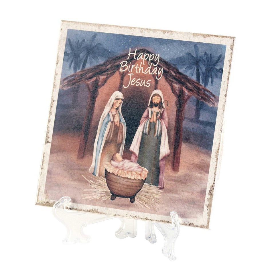 Tabletop Tile Happy Birthday Jesus Ivory by Dicksons