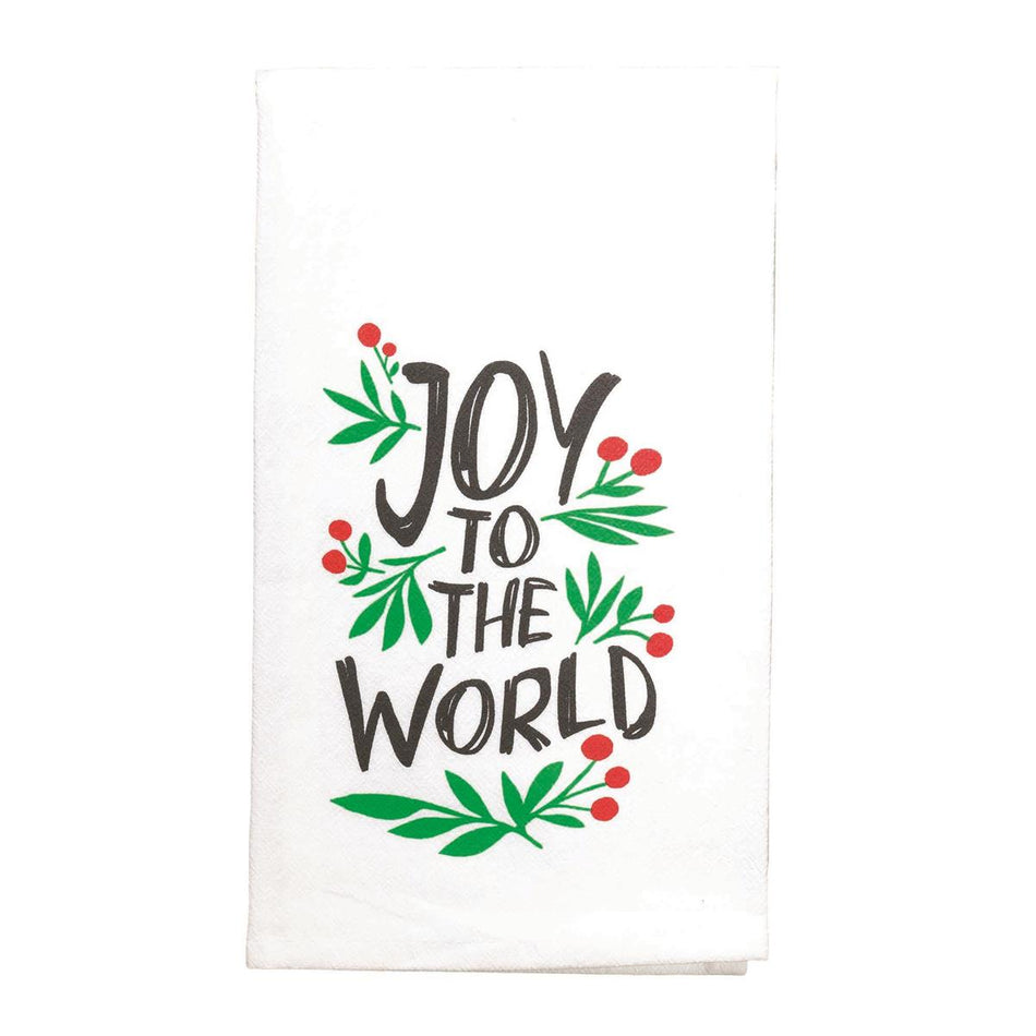 Joy to the World Red Holly 22 x 18 Cotton Decorative Hanging Hand Tea Towel by Dicksons