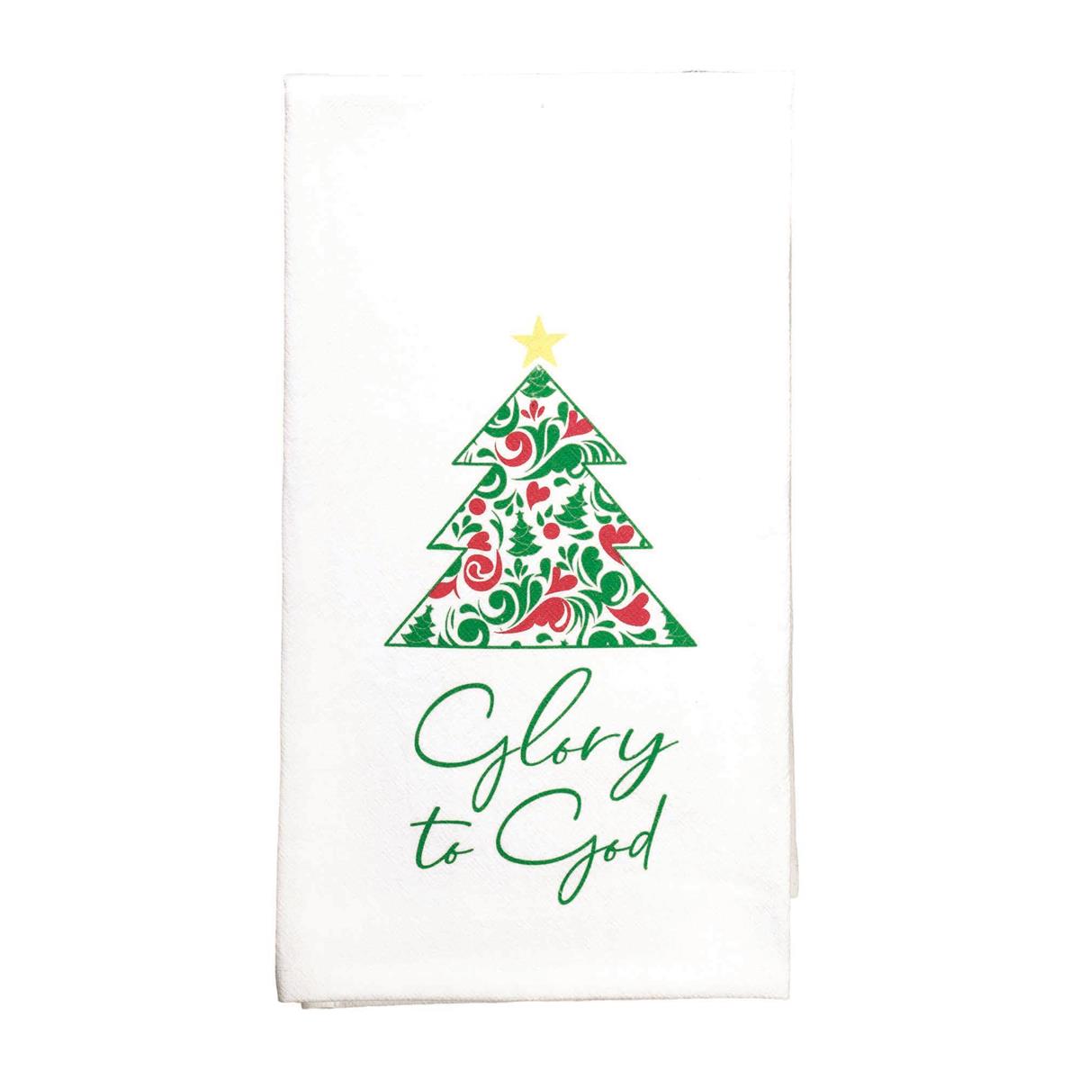 Glory to God Red Green Tree 18 x 22 Cotton Decorative Hanging Hand Tea Towel by Dicksons