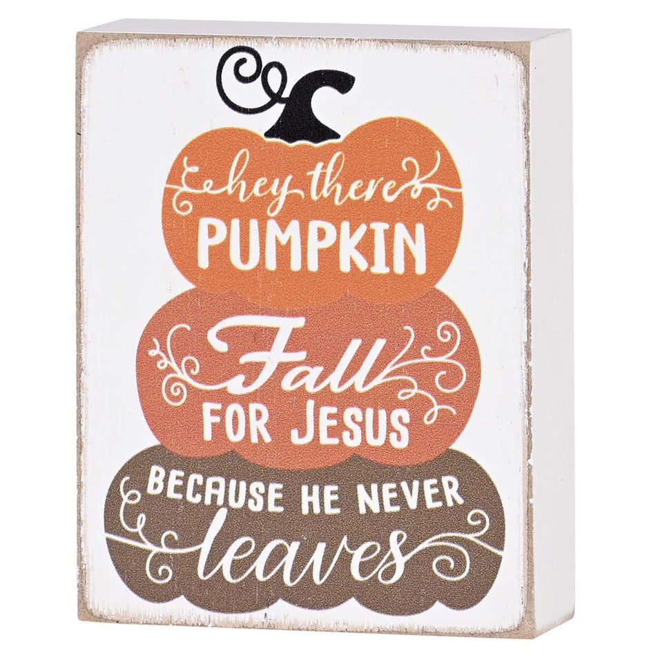 Decorative Thanksgiving Plaque Tabletop Block Sign 3 x 4 Inch MDF Pumpkins Fall by Dicksons