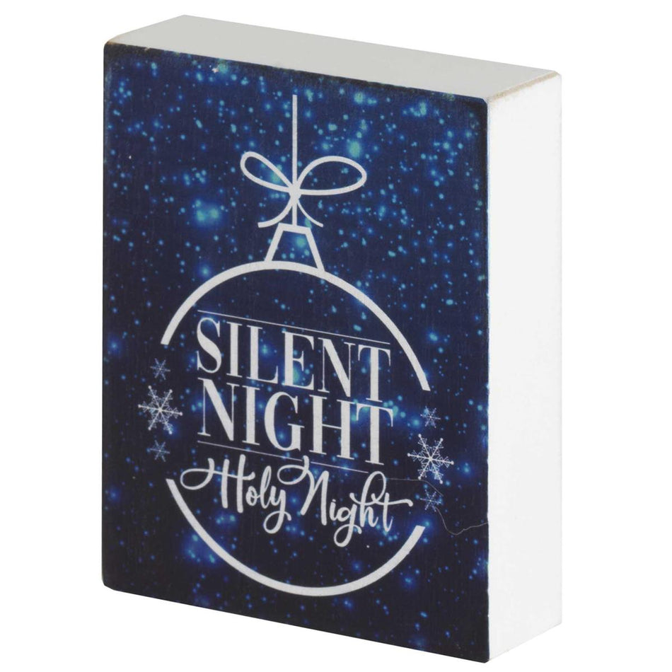 Silent Night Holy Night Navy Blue and White 4 x 3 Inch Decorative Tabletop by Dicksons