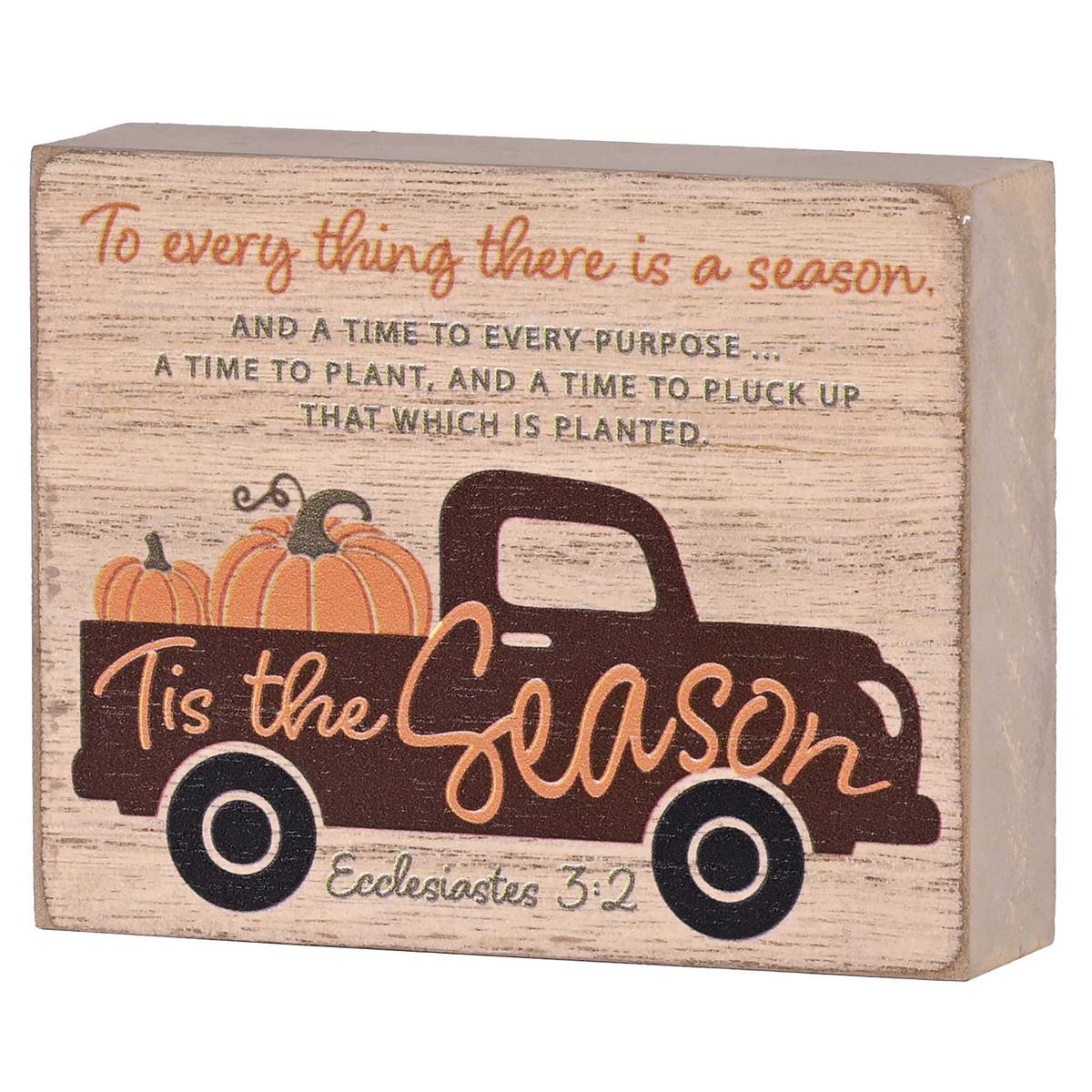 Decorative Thanksgiving Plaque Tabletop Block Sign 3 x 4 Inch MDF Fall Truck by Dicksons