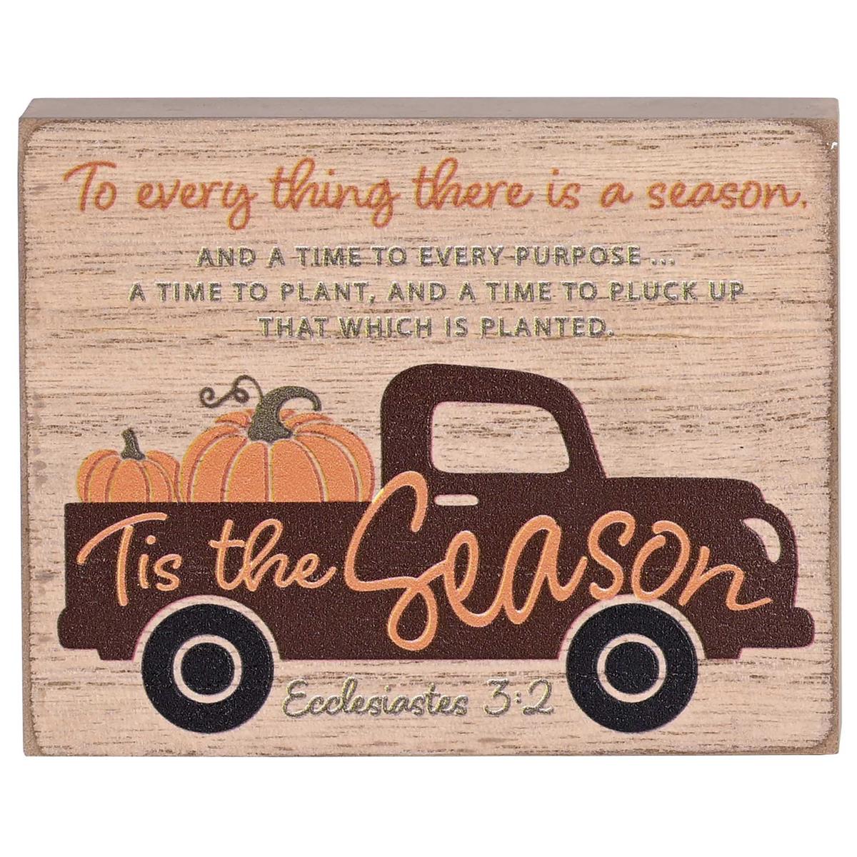 Decorative Thanksgiving Plaque Tabletop Block Sign 3 x 4 Inch MDF Fall Truck by Dicksons, product view 3