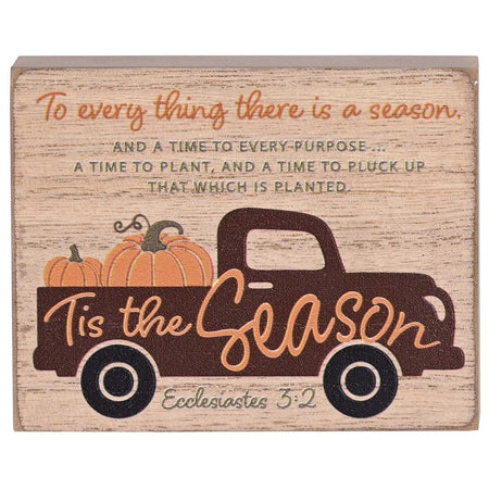 Decorative Thanksgiving Plaque Tabletop Block Sign 3 x 4 Inch MDF Fall Truck by Dicksons, product view 3