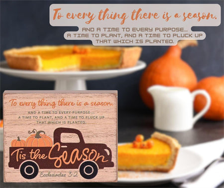 Decorative Thanksgiving Plaque Tabletop Block Sign 3 x 4 Inch MDF Fall Truck by Dicksons, product view 4