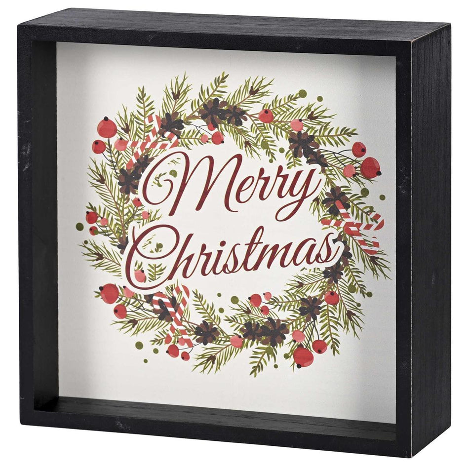 Decorative Christmas Double Sided Tabletop Block Sign 9.5 x 9.5 Inch Wood Let by Dicksons