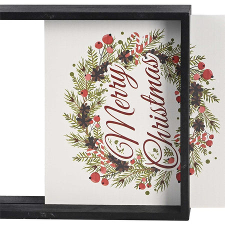 Decorative Christmas Double Sided Tabletop Block Sign 9.5 x 9.5 Inch Wood Let by Dicksons, product view 4