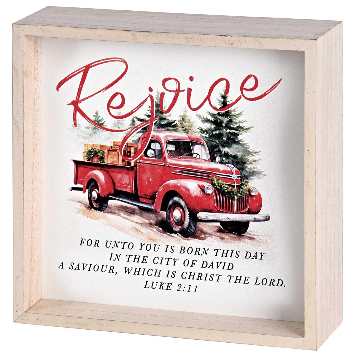 Decorative Christmas Double Sided Tabletop Block Sign 9.5 x 9.5 Inch Wood Red by Dicksons