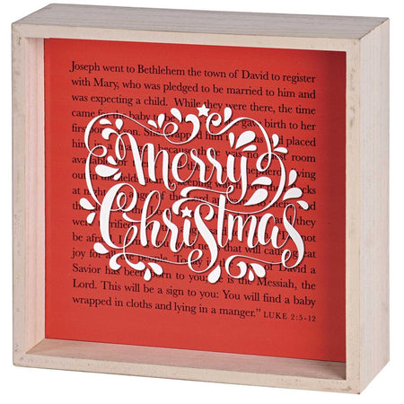 Decorative Christmas Double Sided Tabletop Block Sign 9.5 x 9.5 Inch Wood Red by Dicksons, product view 2
