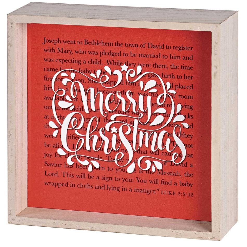 Decorative Christmas Double Sided Tabletop Block Sign 9.5 x 9.5 Inch Wood Red by Dicksons, product view 2