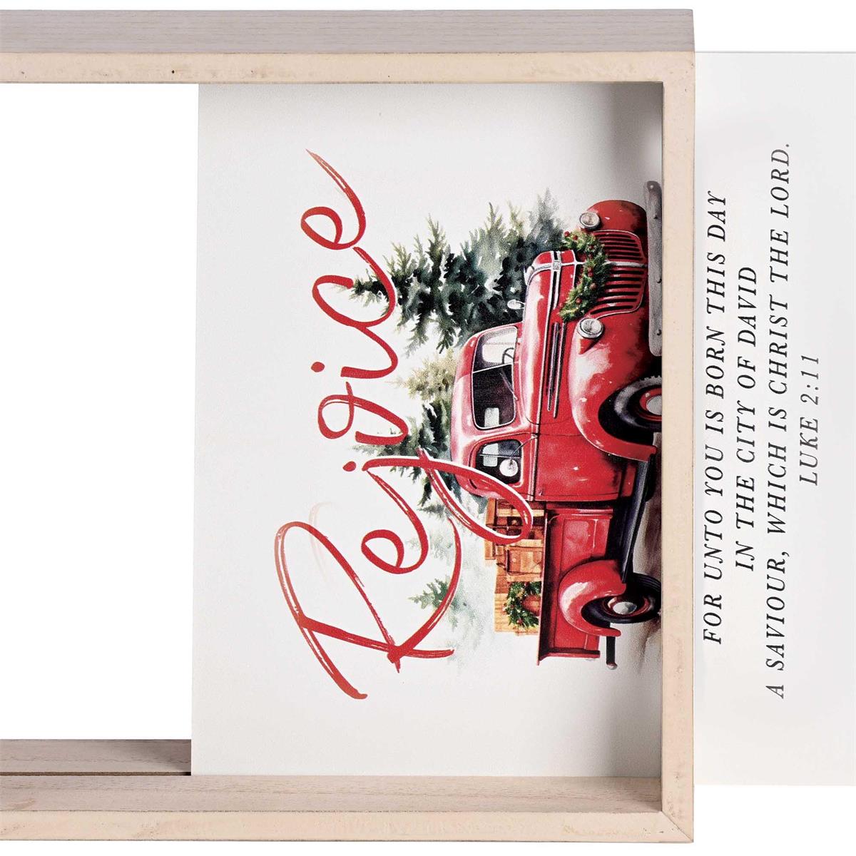 Decorative Christmas Double Sided Tabletop Block Sign 9.5 x 9.5 Inch Wood Red by Dicksons, product view 4