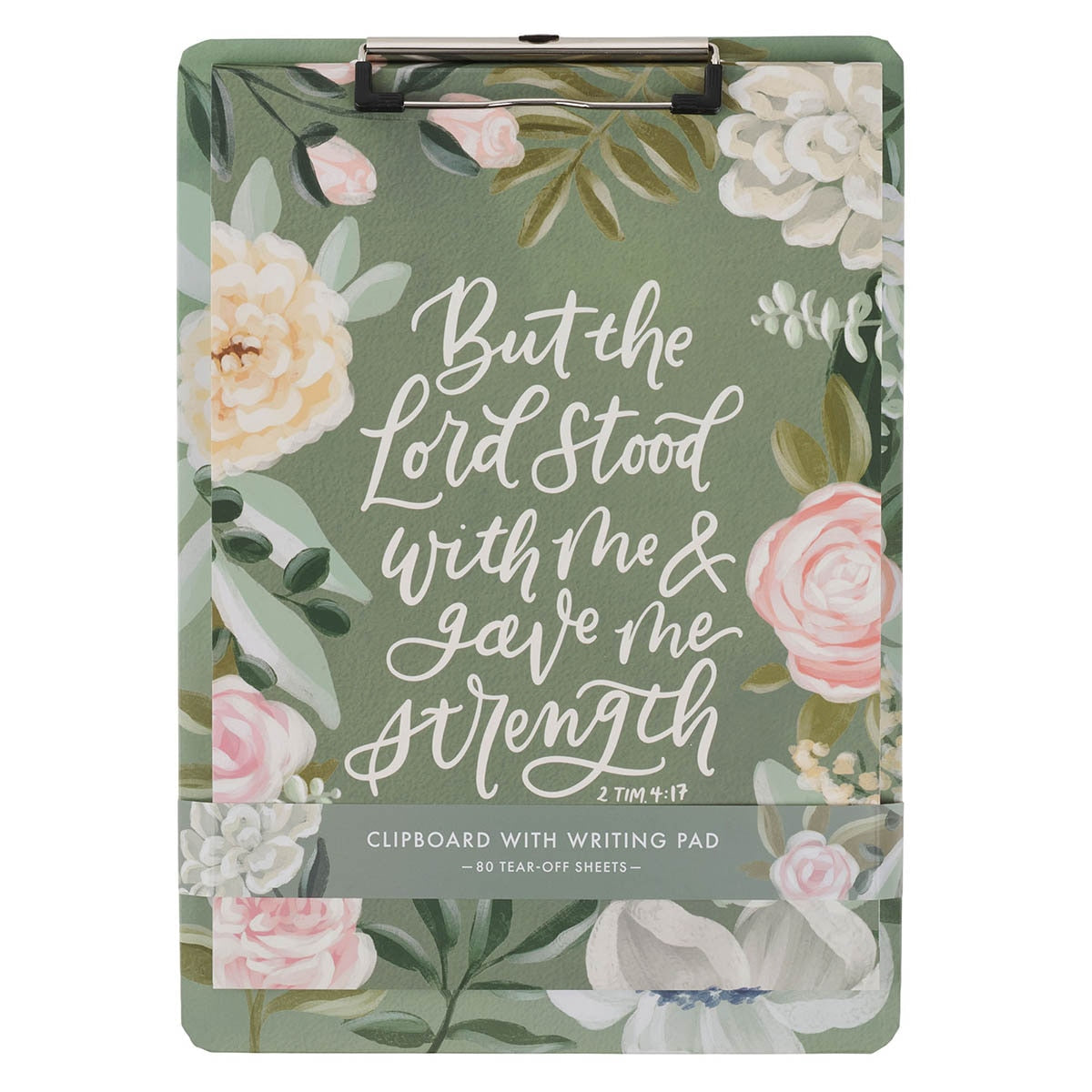The Lord Stood With Me Green Garden Clipboard and Notepad – 2 Timothy 4:17 by Christian Art Gifts