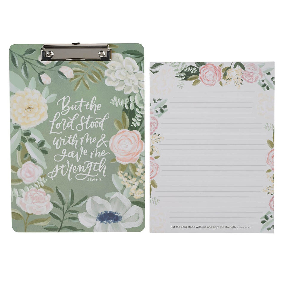 The Lord Stood With Me Green Garden Clipboard and Notepad – 2 Timothy 4:17 by Christian Art Gifts, product view 2