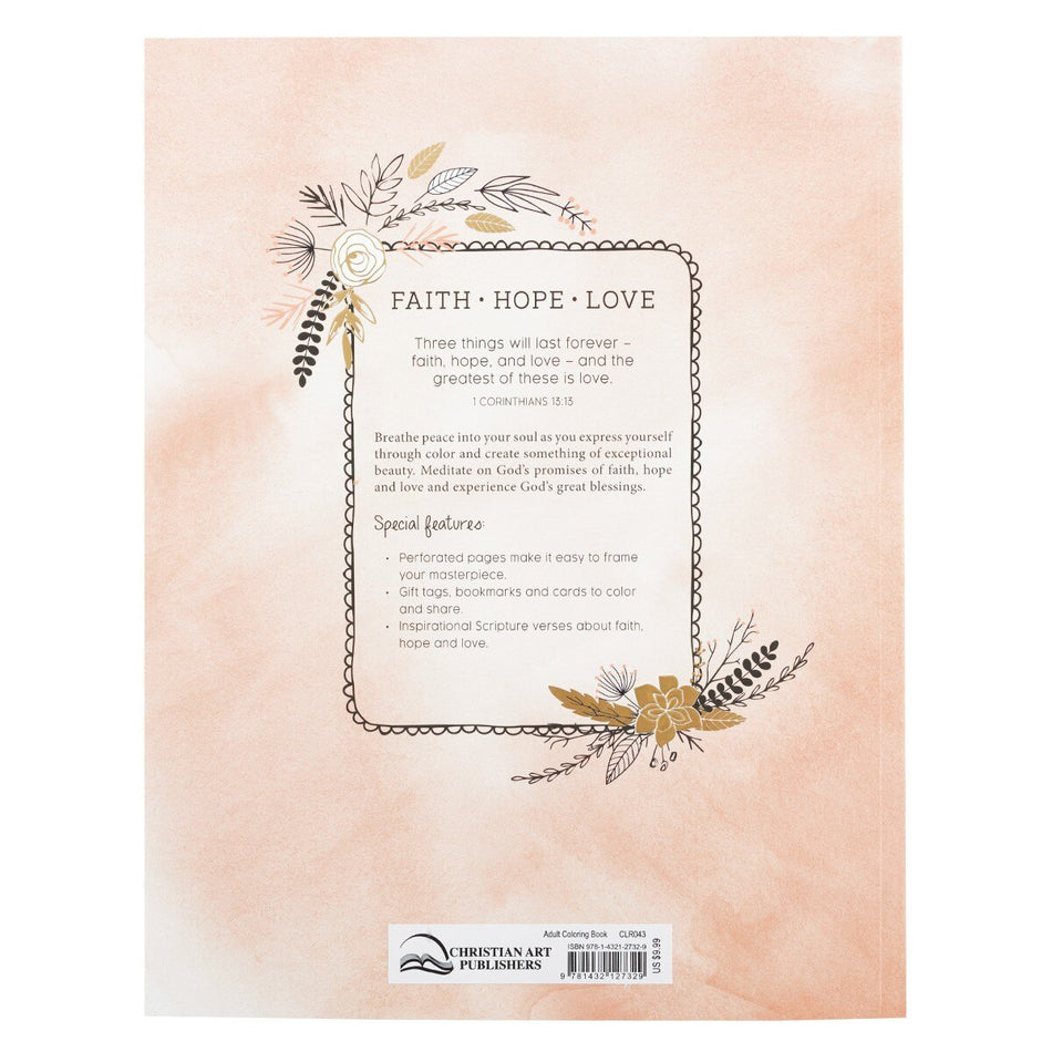 Faith Hope Love Coloring Book by Christian Art Gifts, product view 2