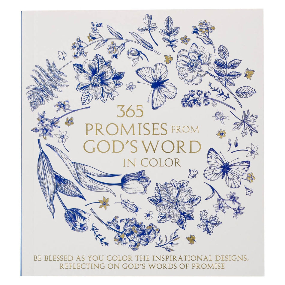 365 Promises from God's Word in Color Blue Floral Coloring Book by Christian Art Gifts