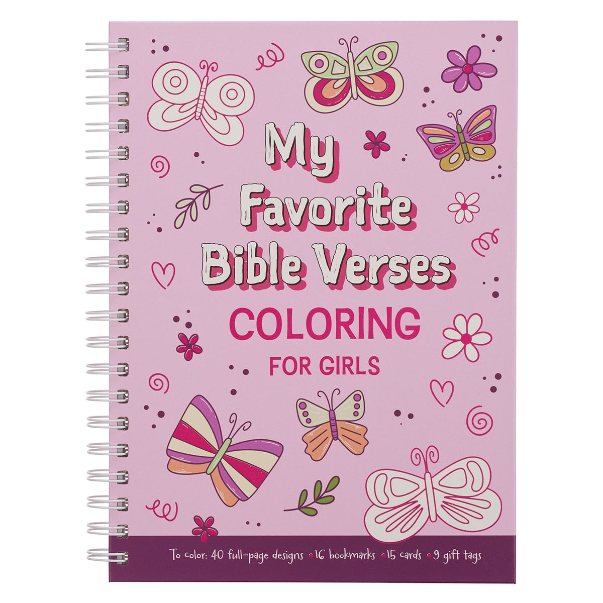 My Favorite Bible Verses Pink Spiral Coloring Book for Girls by Christian Art Gifts