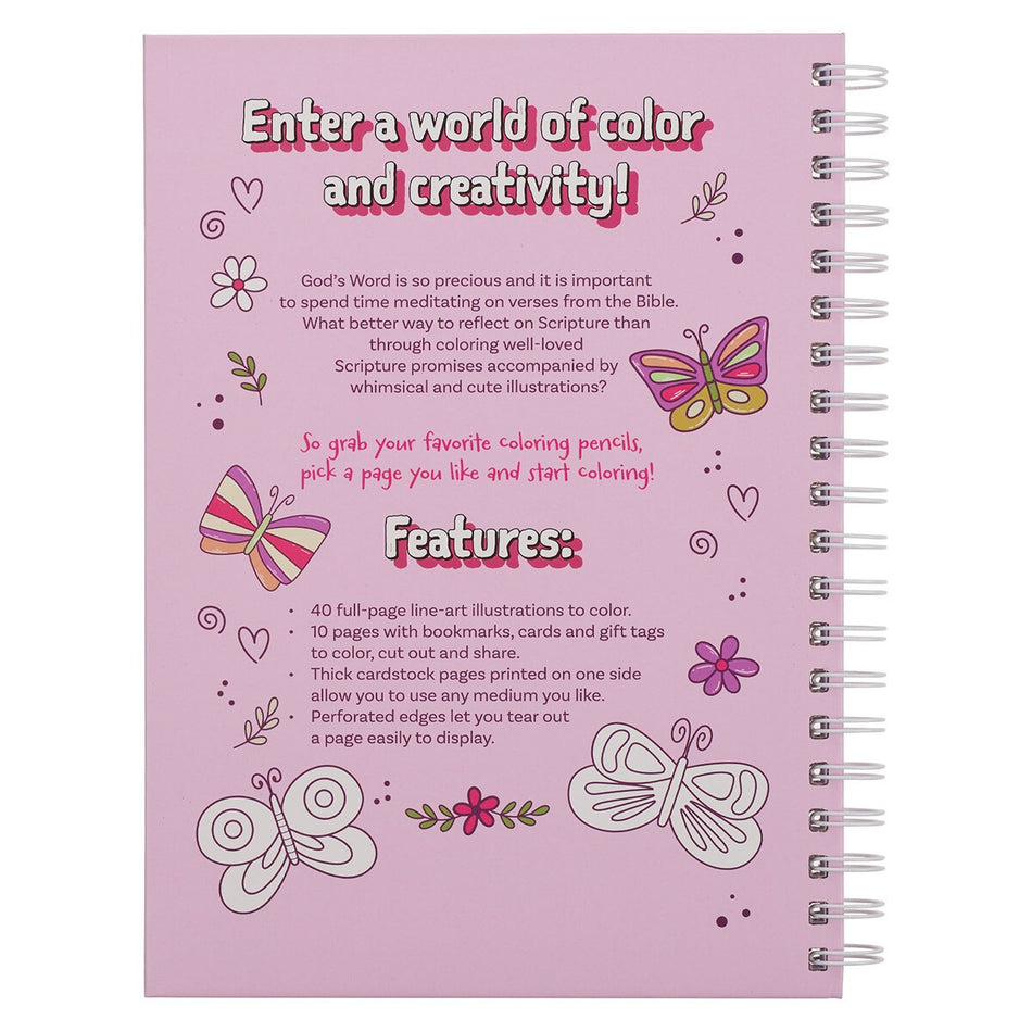 My Favorite Bible Verses Pink Spiral Coloring Book for Girls by Christian Art Gifts, product view 2