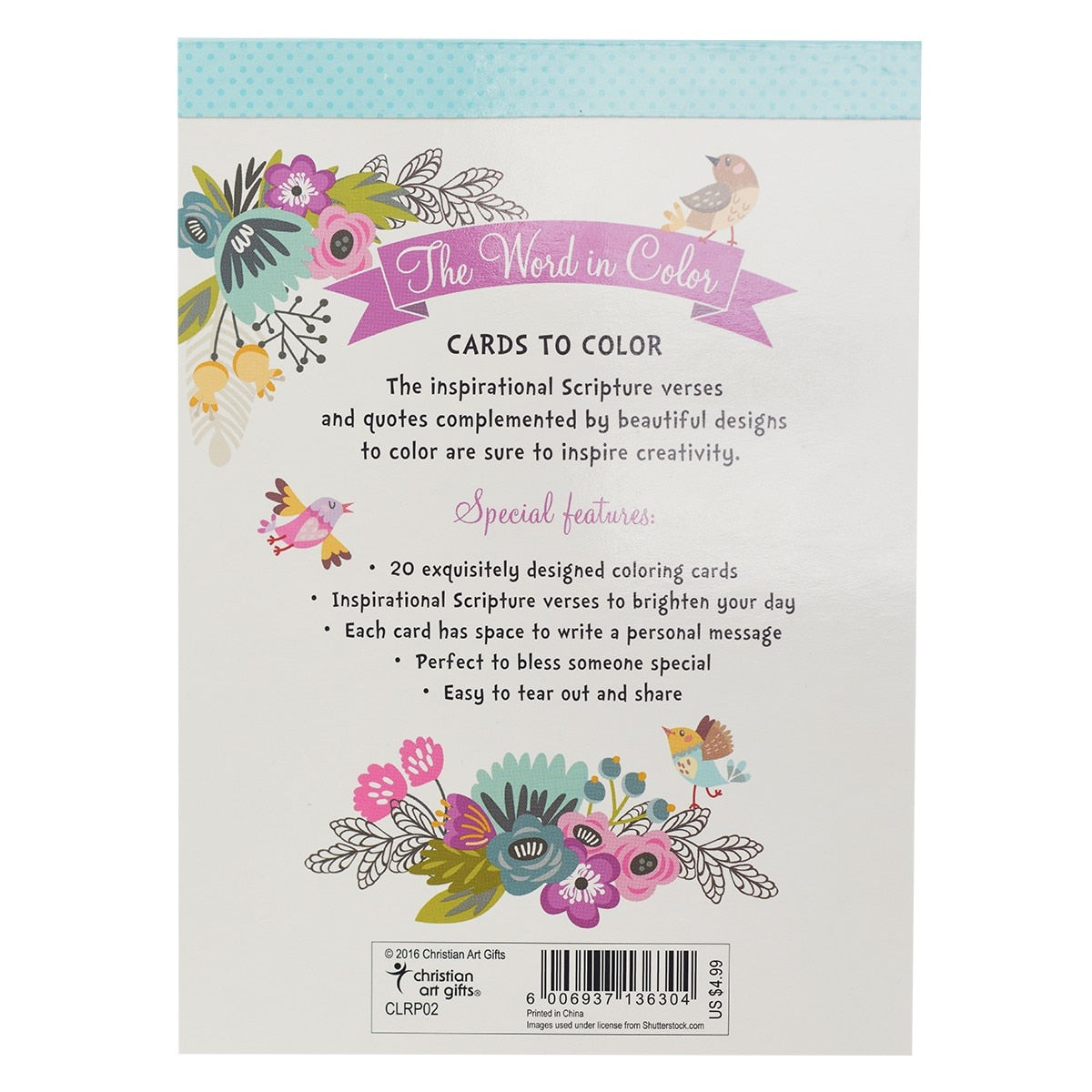 The Word in Color Coloring Postcards by Christian Art Gifts, product view 2