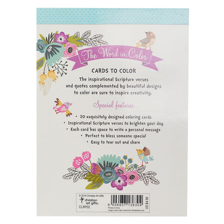 The Word in Color Coloring Postcards by Christian Art Gifts, product view 2